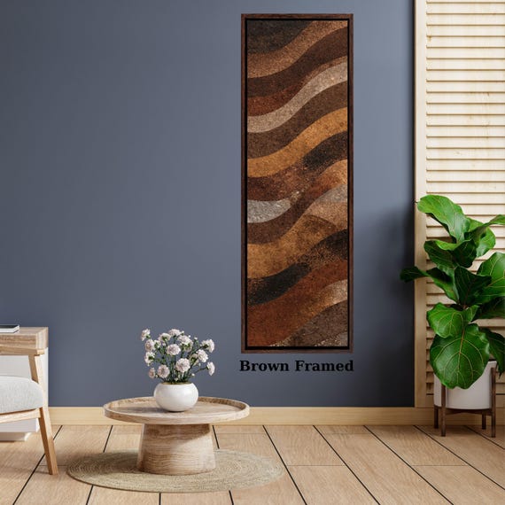 Abstract Brown and Black Canvas Print Tree Rings Long Narrow Rustic Wood Texture Print Wall Art for Hallway or Above Bed Natural Print