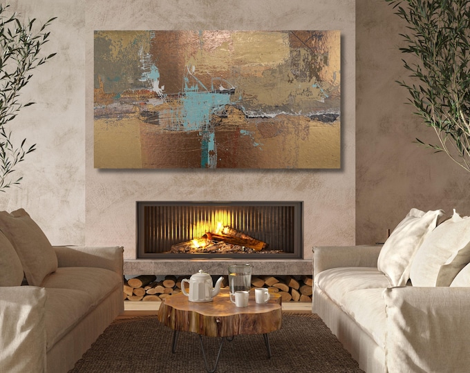 Abstract Gold and Copper Canvas Wall Art (Extra Large, Horizontal)