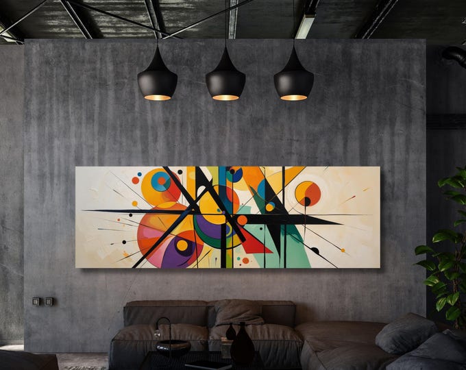 Kandinsky Style Geometric Canvas Art, Gallery Exhibition Print