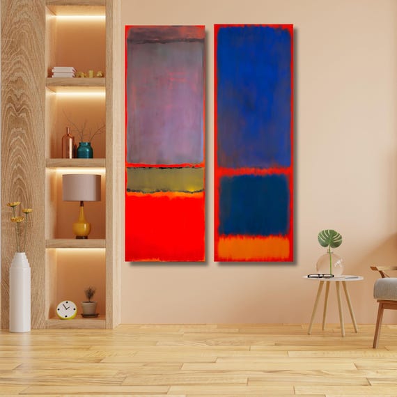 Set of 2 Long Narrow Canvas Wall Art Vertical Mark Rothko Canvas Art Famous Art,Canvas Large Wall Art,Vintage Art,Rothko Rothko Exhibition