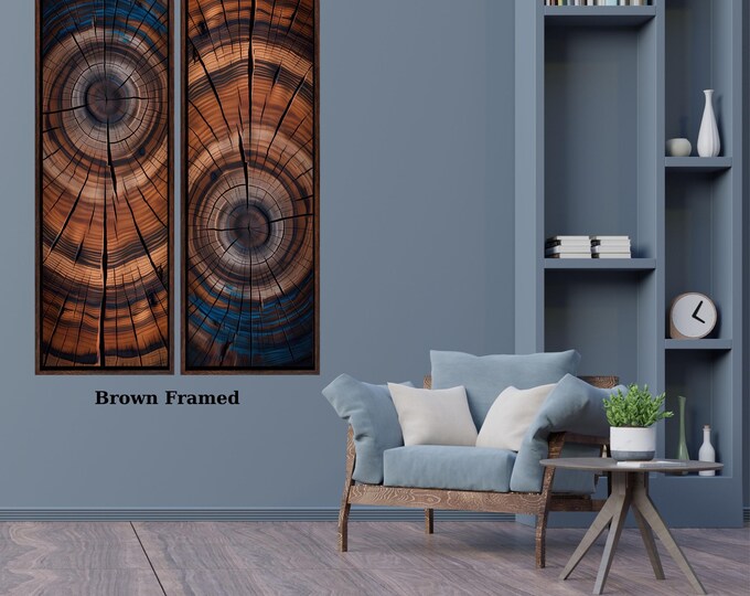 Set of 2 Panoramic Tree Rings Canvas Wall Art Elegant Natural Wall Art Great Design Solution for Echo Tree Ring Print of stump,Tree ring