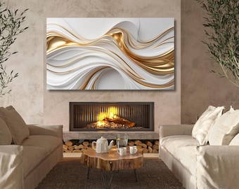 Abstrakte Marmor-Leinwandkunst, Schwarz-Gold-Dekor, luxuriöse Wandkunst