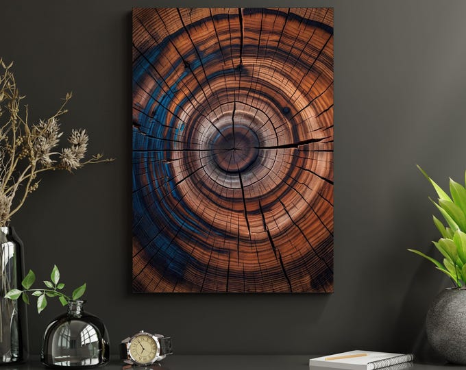 Tree Ring Wood Canvas Art, Natural Texture Wall Print, Stump Texture