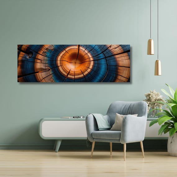 Panoramic Tree Rings Canvas Art: Elegant Natural Wall Decor