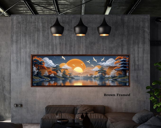 Panoramic Seascape Canvas Art, Minimalist Line Art, Beach House Decor