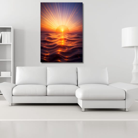 Boho sunset Digital Download,Burn orange poster, Retro brown wall art, Abstract sun and sea print, decor, Gift for retro girl Autumn art