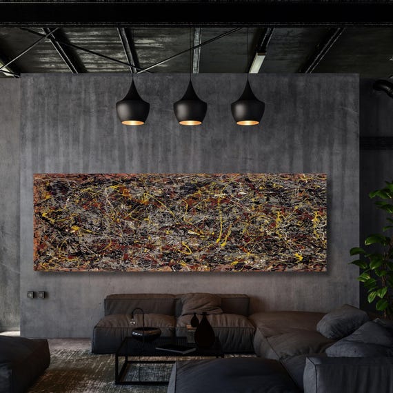 Panoramic Pollock Style Canvas Art: Large Wall Art Print