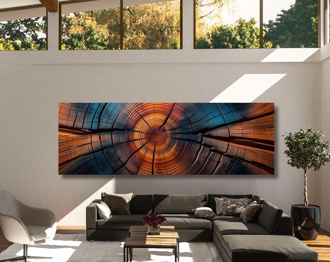 Panoramic Tree Ring Canvas Art: Elegant Natural Wall Decor