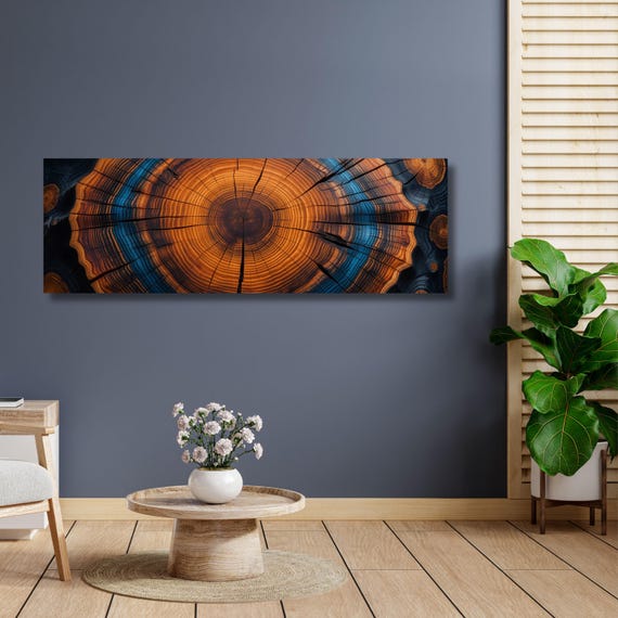 Panoramic Tree Rings Canvas Art: Elegant Natural Wall Decor