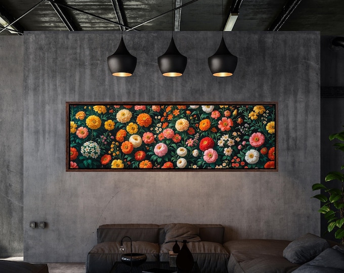 Wildflower Botanical Canvas Wall Art: Ready to Hang Framed Floral Print