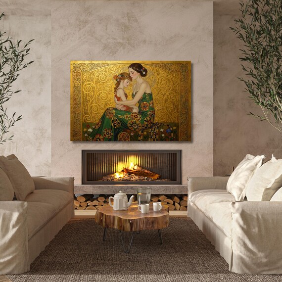 Klimt Mother and Child Canvas Print – Tree of Life Wall Art Poster