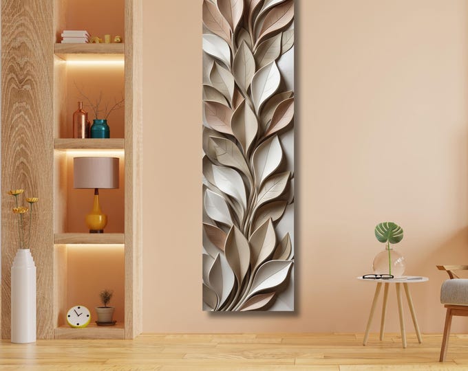 Vertical Canvas Wall Art - Modern Sunlit Tree and Mountain Design