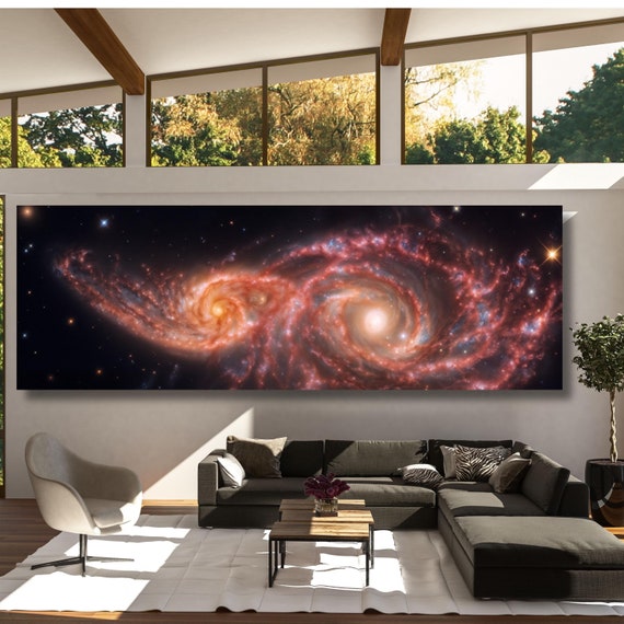 Extra Large Wall Art NASA Ready to Hang Blood-Soaked Eyes NASA’s Webb Hubble Examine Galaxy Pair Canvas Wall Art Nasa Canvas Print gift art