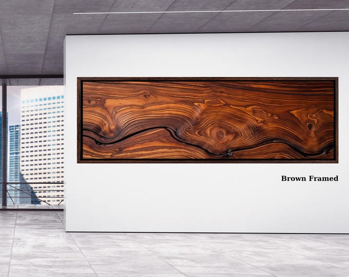 Panoramic Tree Rings Canvas Art, Natural Wood Grain Wall Decor