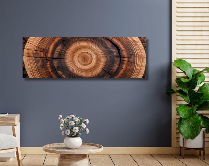 Panoramic Tree Rings Canvas Art: Elegant Natural Home Decor