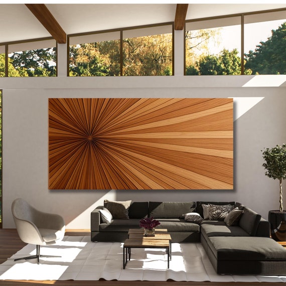 Long Sunshine, Bedroom Wall Art, Wood Wall Art Above Panoramic Sun Wall Art Christmas Gift Artwork Canvas Panoramic Sunset Canvas Wall Art