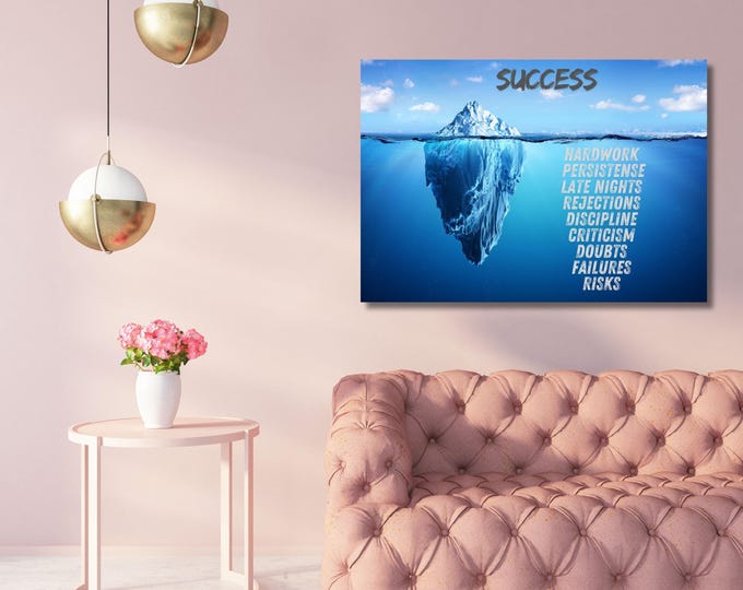 Success Iceberg Motivational Canvas Art, Entrepreneurship Wall Decor (Digital Download)