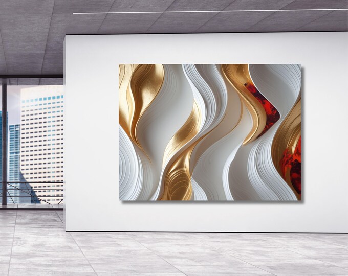 Abstract Marble Canvas Art, Black Gold Contemporary Wall Decor
