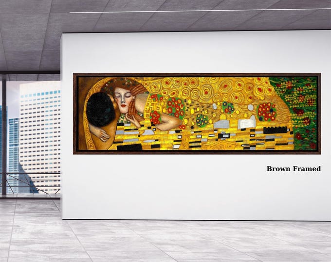 Gustav Klimt The Kiss Canvas Art, Golden Lovers Print