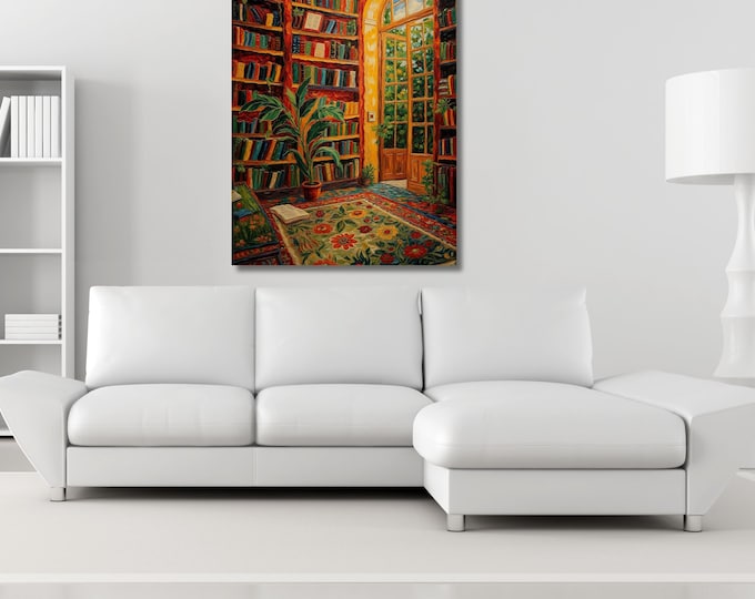 Matisse Style Library Canvas Art Print, Orange Sea Painting
