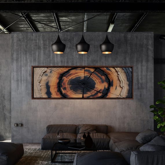 Panoramic Tree Rings Canvas Art: Elegant Natural Home Decor