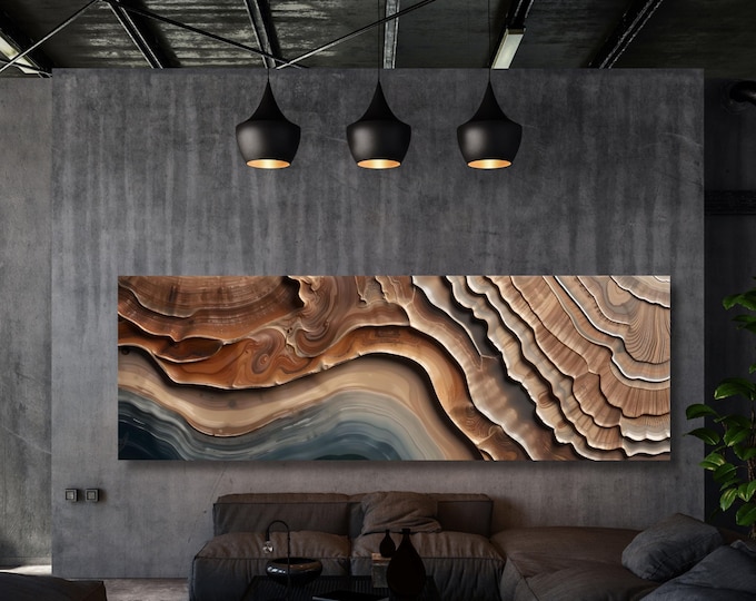 Panoramic Tree Rings Canvas: Natural Wood Texture Wall Art