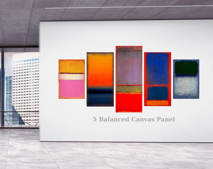 5-Piece Canvas Wall Art: Bold Color Field Abstract - Modern Loft Decor