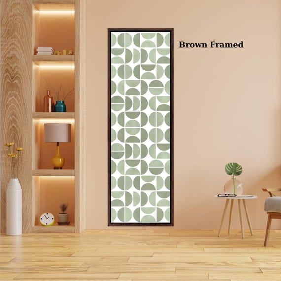 Sage Green Long Narrow Canvas Wall Art Vertical Framed Botanical Minimalist Artwork Tall Slim Print for Hallway Living Room or Bedroom art