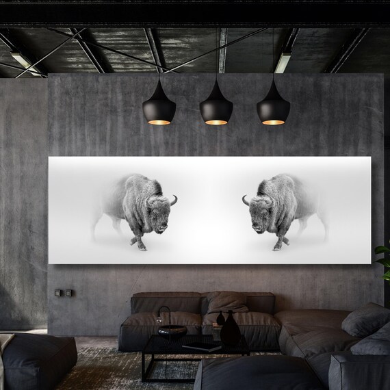 Panoramic American Buffalo in Snow Original Pictures Art Buffalo Wall Art Buffalo Wall Decor Buffalo Home Decor, Buffalo Office Print Decor