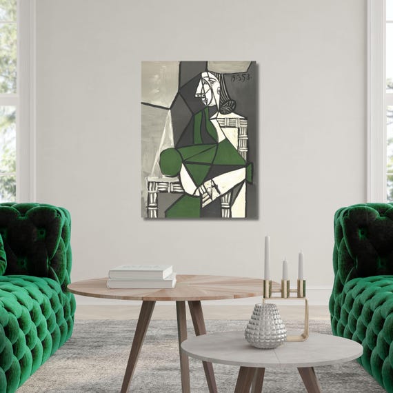 Pablo Picasso Femme Assise (Cubist) Canvas Print, Famous 1909 Picasso Print, Modern Cubist Wall Art, Marie-Therese Walter Portrait