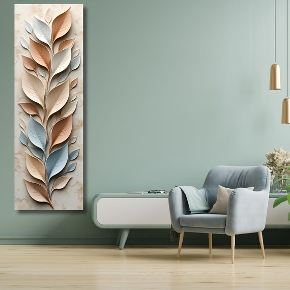 Long Narrow Canvas Wall Art Vertical Nature Print Tall Modern sun Tree or Mountain Wall Decor for Hallway,Entryway Small Space Styling Print