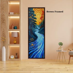 Vertical Nature Print Tall Modern Tree or Mountain Wall Decor for Hallway, Entryway or Small Space Styling Print Long Narrow Canvas Wall Art