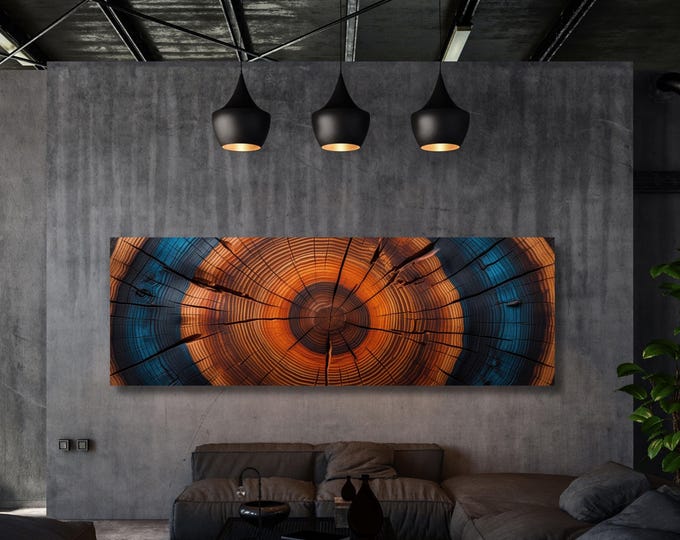 Panoramic Tree Rings Canvas Art: Elegant Natural Wall Decor