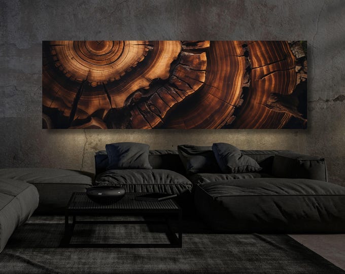 Tree Rings Wall Art: Panoramic Nature Print - Cotton Canvas