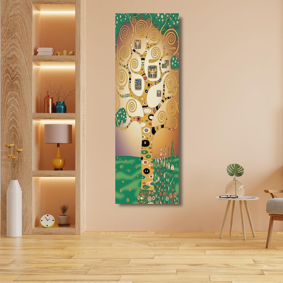 Long Narrow Canvas Wall Art Vertical Nature Print Tall Modern sun Tree or Mountain Wall Decor for Hallway,Entryway Small Space Styling Print