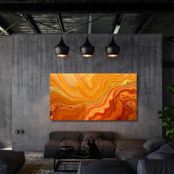 Gold and Copper Abstract Canvas Wall Art, Modern large copper artwork Print, Elegant Large Wall Decor, Luxury Textured Art for Living Room
