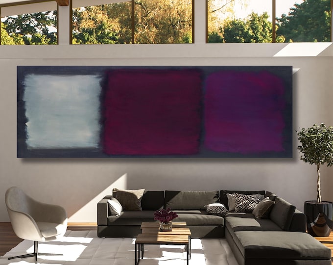 Panoramic Mark Rothko Canvas Art, Large Abstract Wall Print, Exhibition Style Home Decor