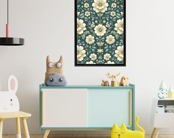 William Morris Klimt Style Botanical Canvas Art Print: Vintage Nature Greenery Decor (Digital Download)