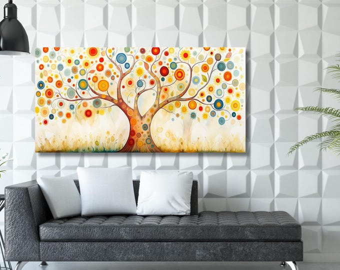 Gustav Klimt Tree of Life Canvas Print, Flower Garden Art