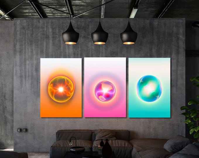 Set of 3 Aura Canvas Poster, Angel Number Wall Art, Spiritual Gradient Print, Affirmation Art, Boho Aura Printable, Meditation Wall Decor