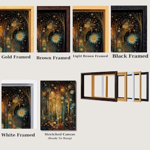 a set of four doors with a picture of a forest and flowers on them