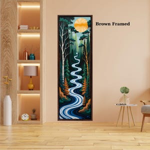 Vertical Nature Print Tall Modern Tree or Mountain Wall Decor for Hallway, Entryway or Small Space Styling Print Long Narrow Canvas Wall Art