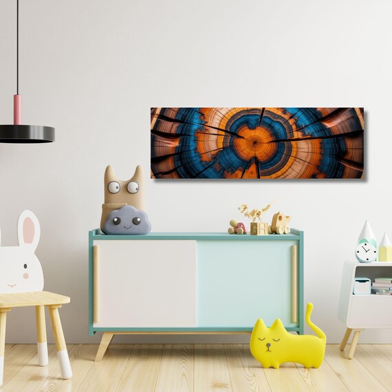 Panoramic Tree Rings Canvas Art: Elegant Natural Wall Decor