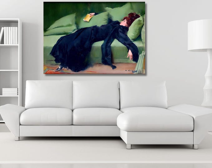 Ramon Casas "Decadent Girl" Canvas Wall Art, Giclee Print