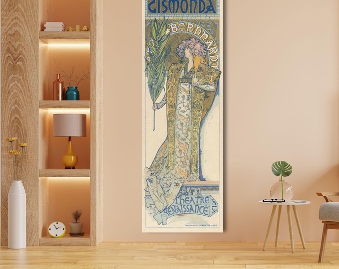 Alphonse Mucha Gismonda Canvas Art, Vintage Art Nouveau Wall Decor, Sarah Bernhardt Theatre Poster Print, Classic Mucha Masterpiece