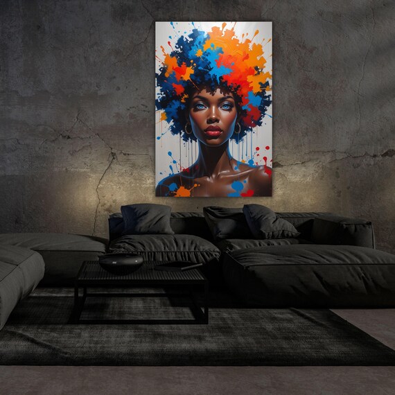 African Woman Wall Art,Abstract Canvas Wall Art Living Room Decor, Woman Canvas Print, Extra Large Wall Art,African American Art Home Decor