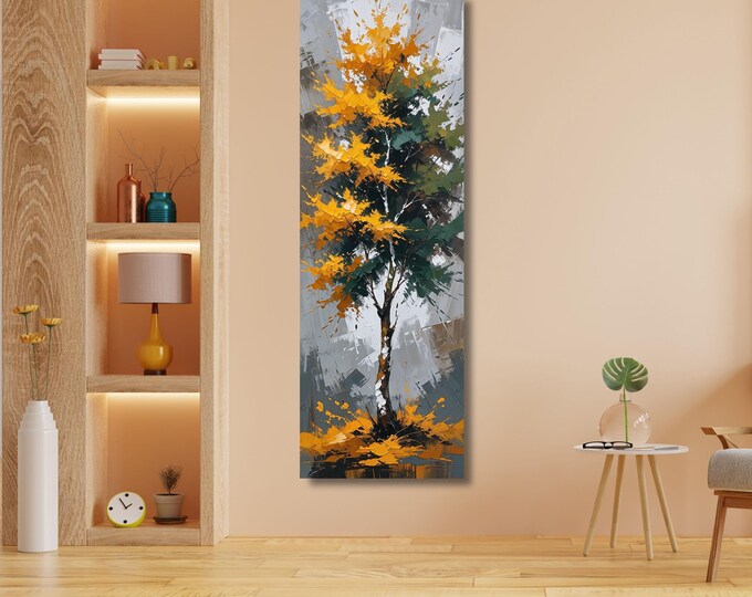 Minimalist Nature Canvas Wall Art: Tall Narrow Botanical Print