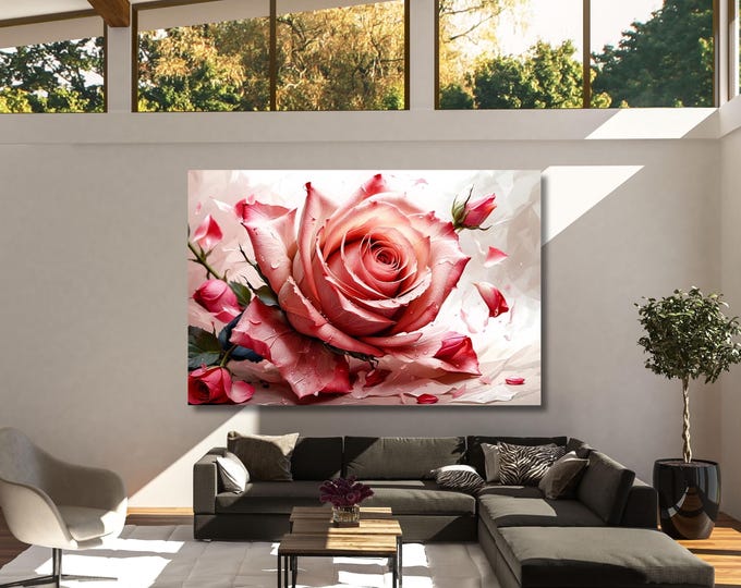 Floral Rose Canvas Painting, Still Life Wall Art
