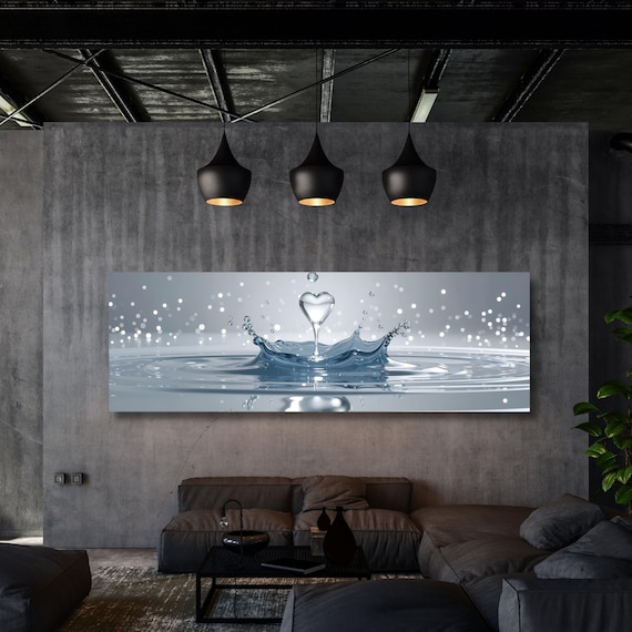 Heart Drop Canvas Art: Romantic Water Ripple Print - Spa Bathroom Decor