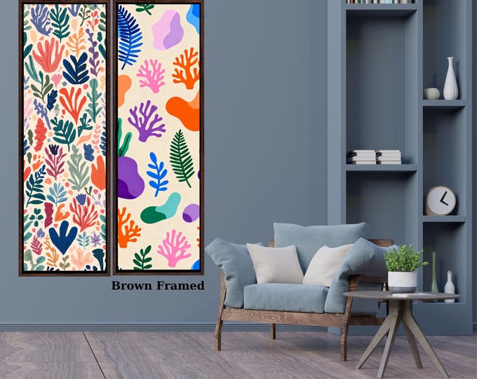 Set of 2 Henri Matisse Style Floral Canvas Prints – Modern Colorful Wall Art Decor